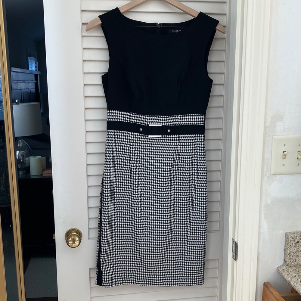 White House Black Market Black and White Checkered Midi Dress